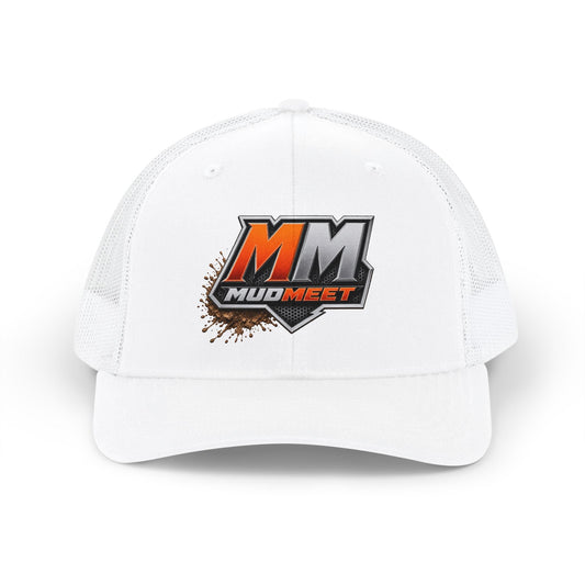 MudMeet Logo Snapback Trucker Hat — Mesh Back Racing Cap