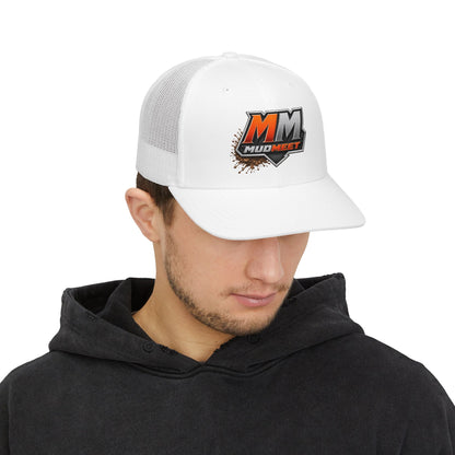 MudMeet Logo Snapback Trucker Hat — Mesh Back Racing Cap
