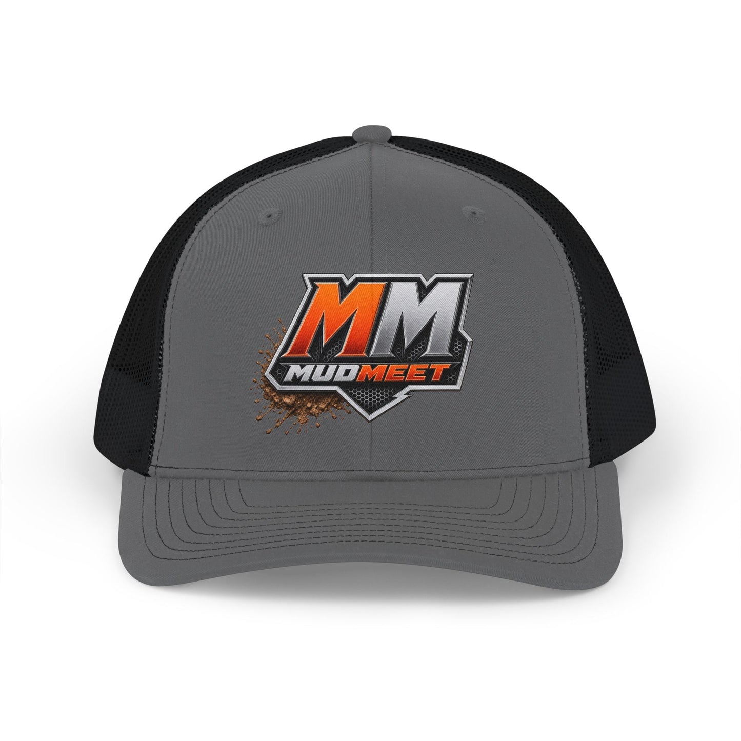 MudMeet Logo Snapback Trucker Hat — Mesh Back Racing Cap