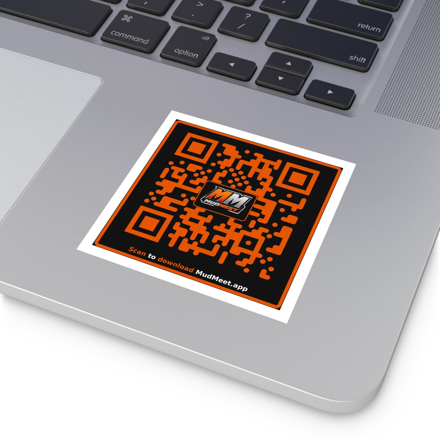 QR Code Vinyl Sticker — MudMeet App Download (Square)