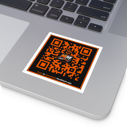 QR Code Vinyl Sticker — MudMeet App Download (Square)