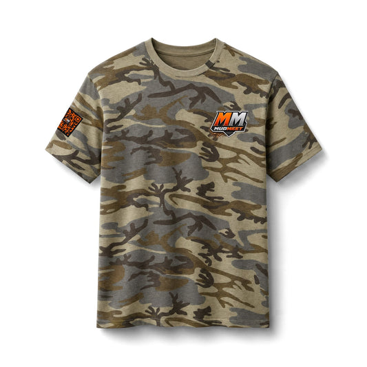 MudMeet Camo Tee – 'Ride. Meet. Mud. Repeat.' Graphic T-Shirt