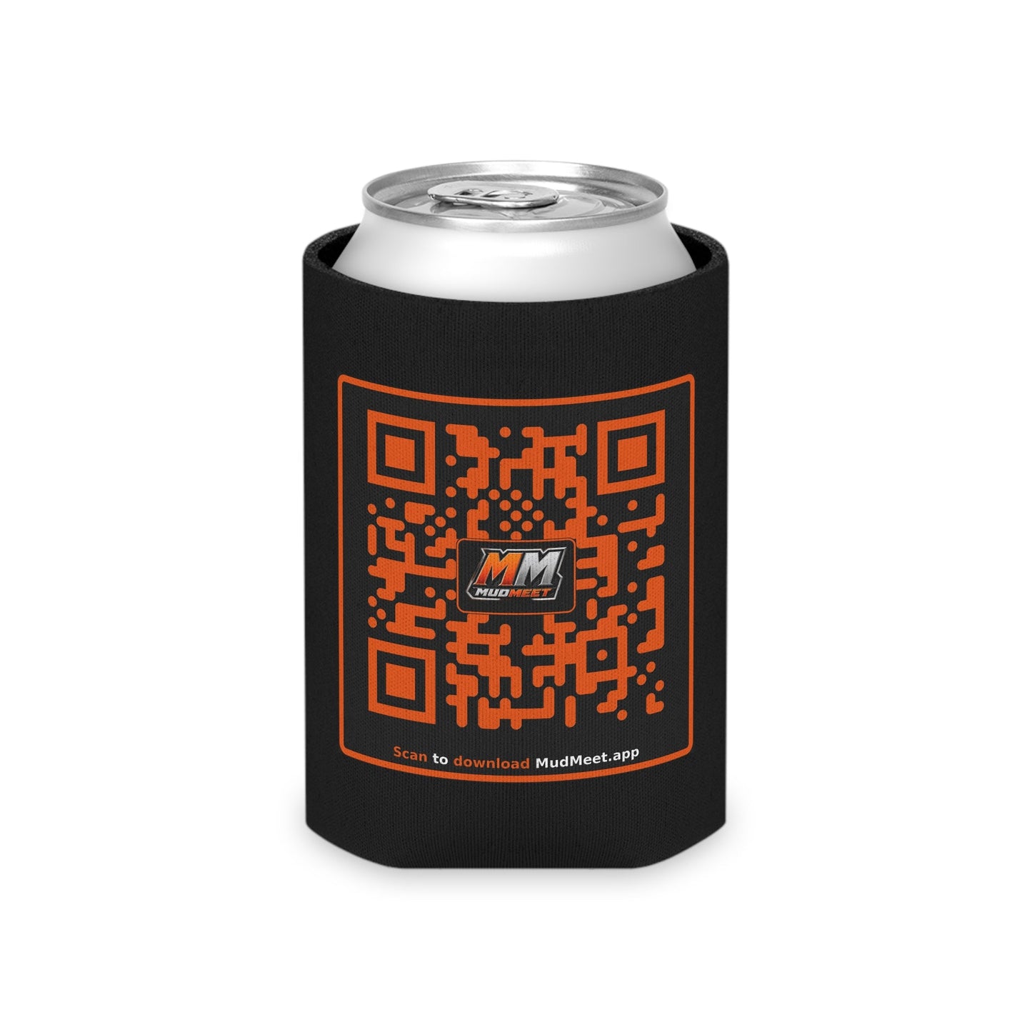MudMeet Logo Can Cooler with QR Code – Insulated Beverage Koozie