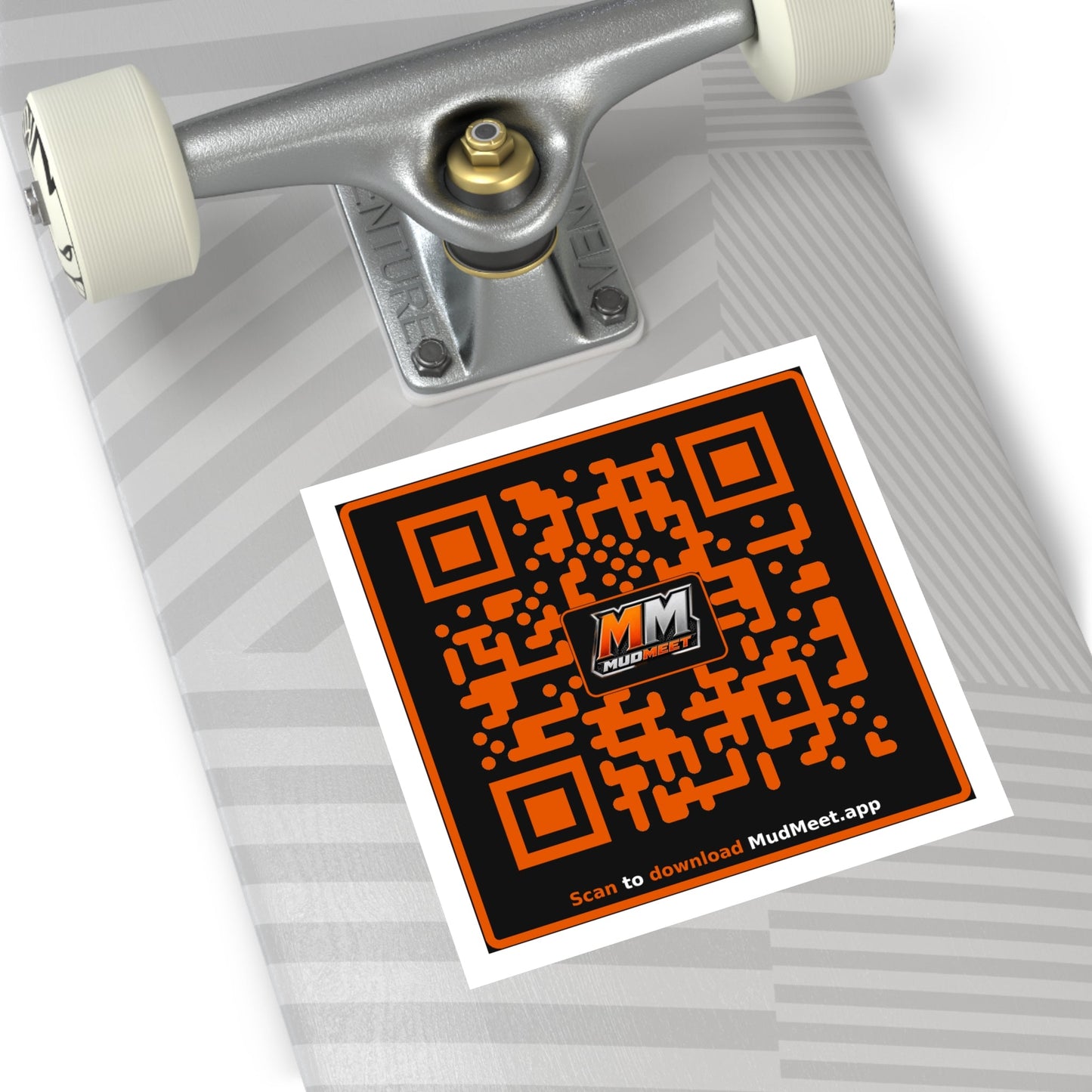 QR Code Vinyl Sticker — MudMeet App Download (Square)