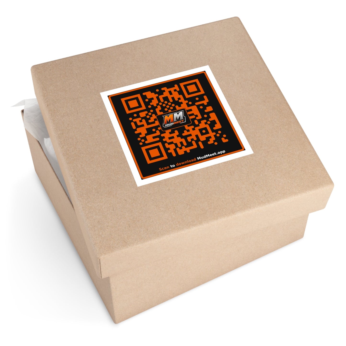 QR Code Vinyl Sticker — MudMeet App Download (Square)