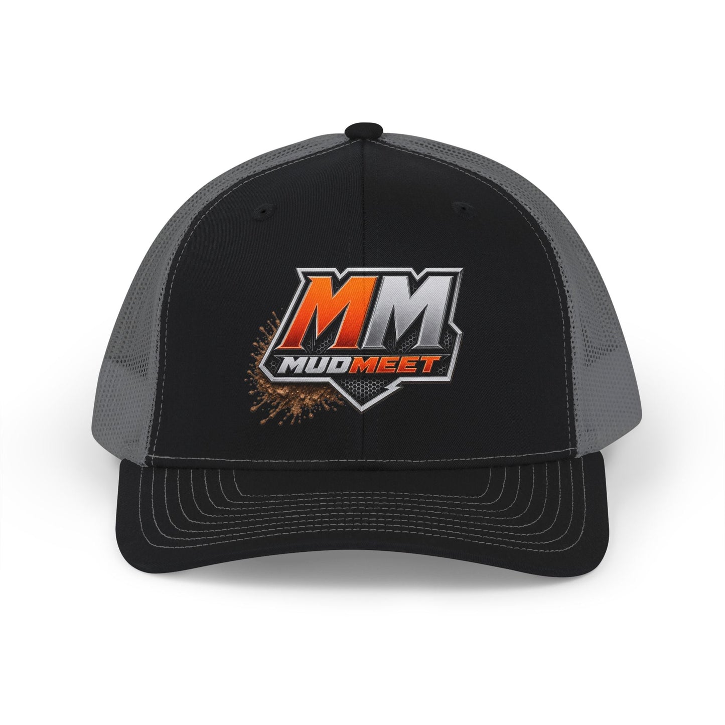 MudMeet Logo Snapback Trucker Hat — Mesh Back Racing Cap