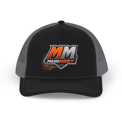 MudMeet Logo Snapback Trucker Hat — Mesh Back Racing Cap