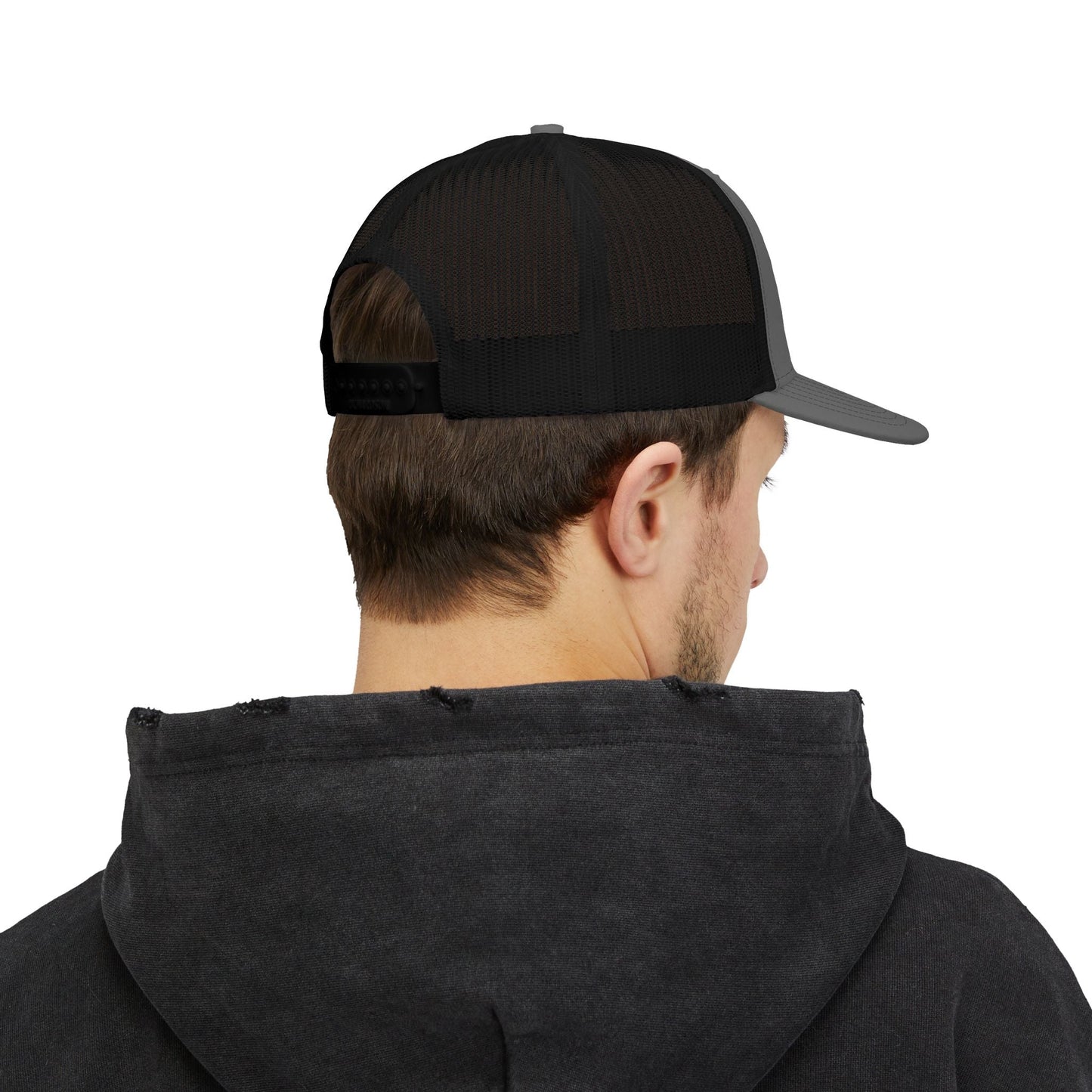 MudMeet Logo Snapback Trucker Hat — Mesh Back Racing Cap