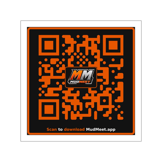 QR Code Vinyl Sticker — MudMeet App Download (Square)